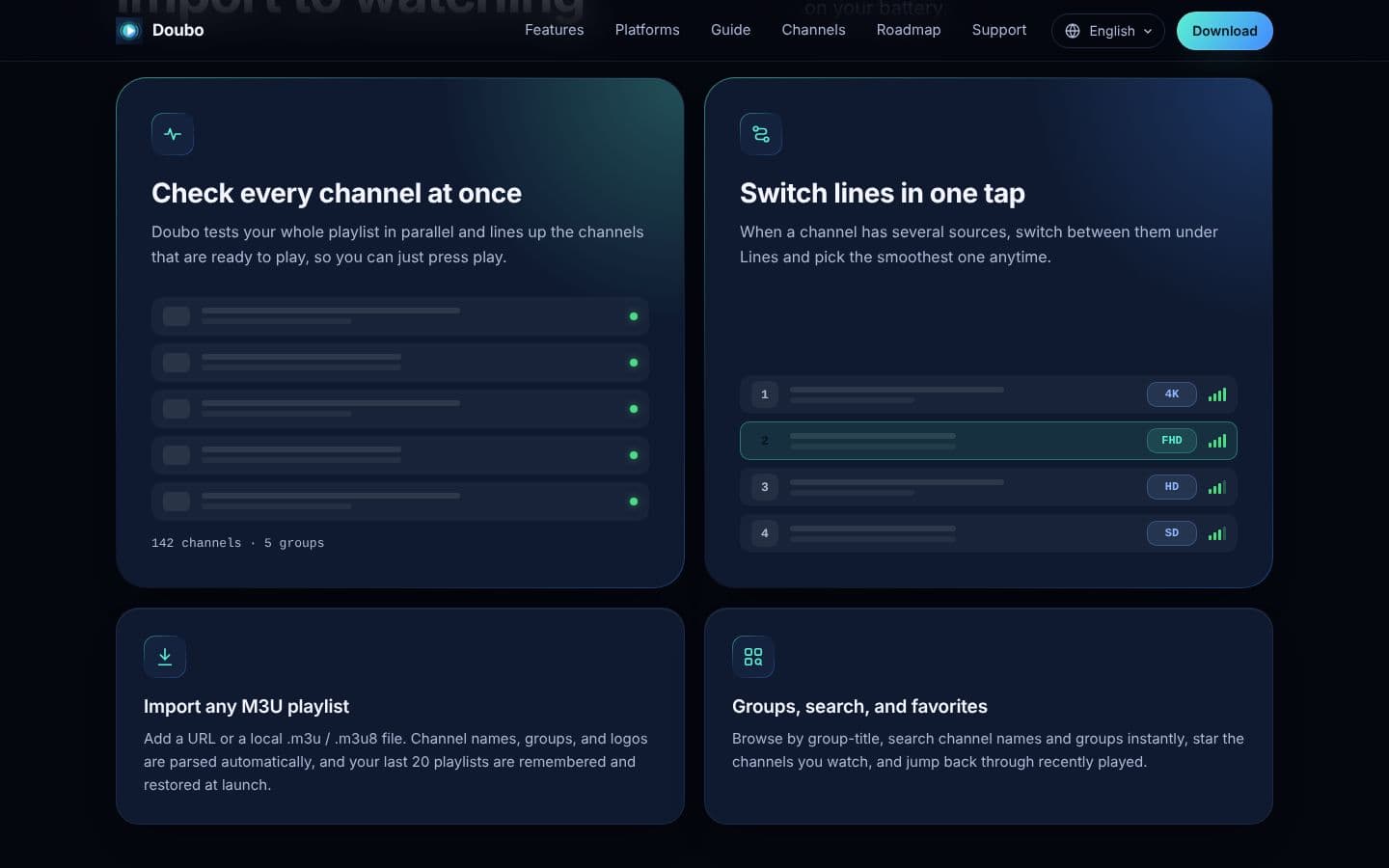 Doubo channel check and line switching features