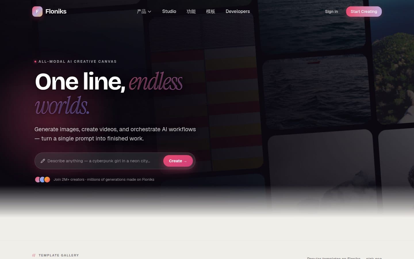 Floniks homepage hero