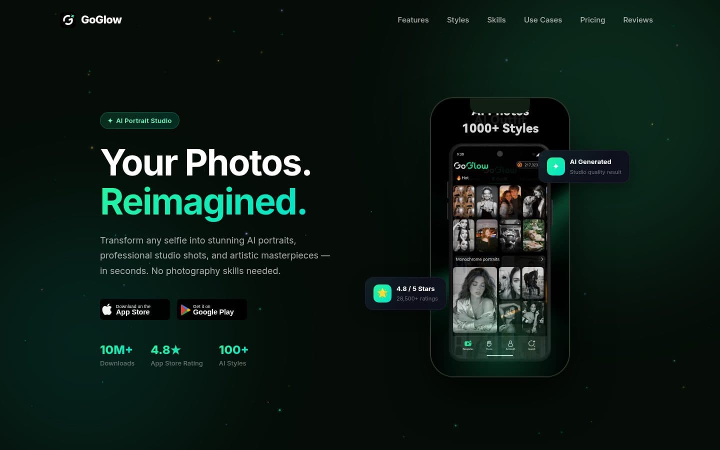 GoGlow homepage hero